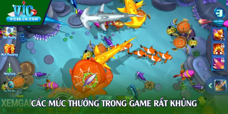 Các mức thưởng trong game rất khủng
