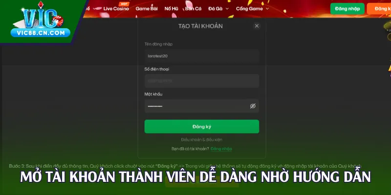 Mở tài khoản thành viên dễ dàng nhờ hướng dẫn